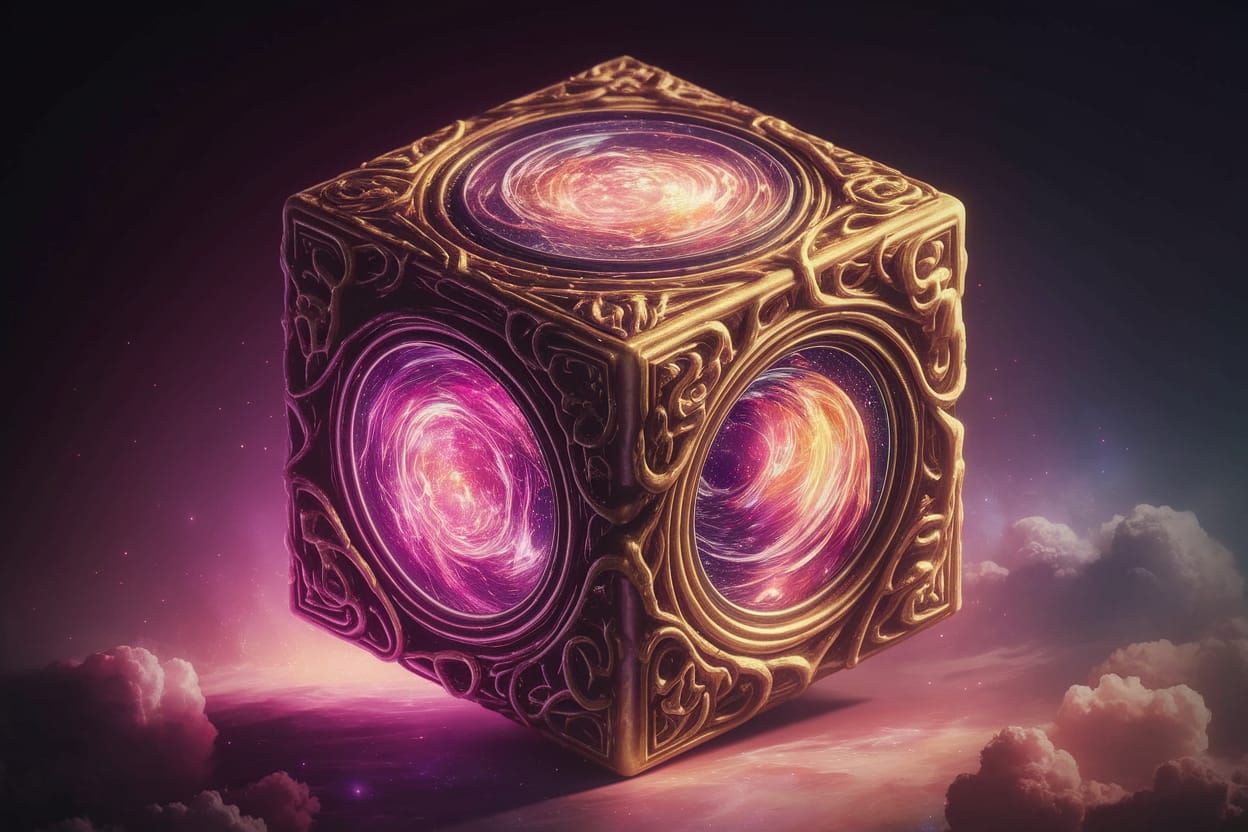 Cosmic Cube in Space with Dreamcore Design