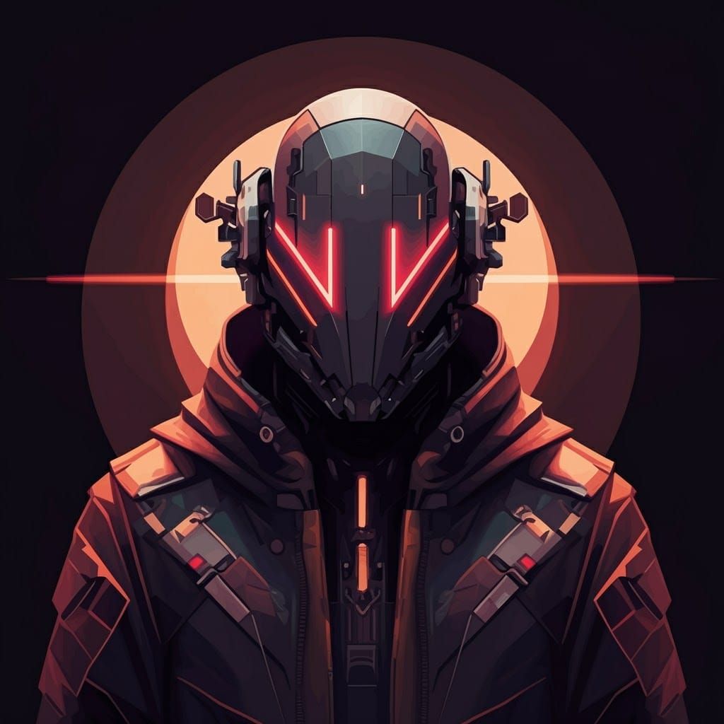 Cyberpunk Cyberknight in Art Nouveau Style