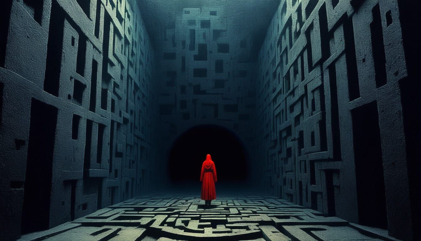 Eternal Torment in a Desolate, Red-Lit Abyss