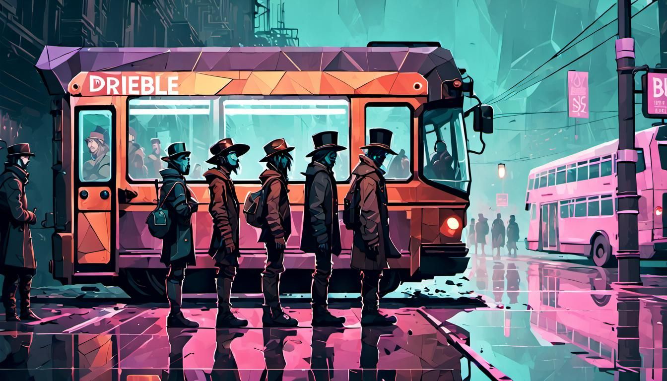 Steampunk Polygon Bus Stop Vector Art