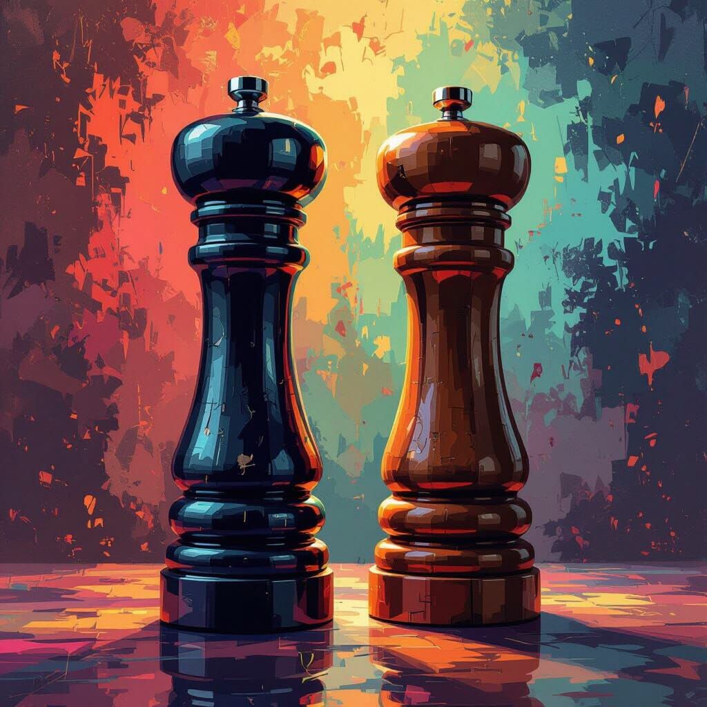 Pepper Grinders in Cubist Style Concept Art