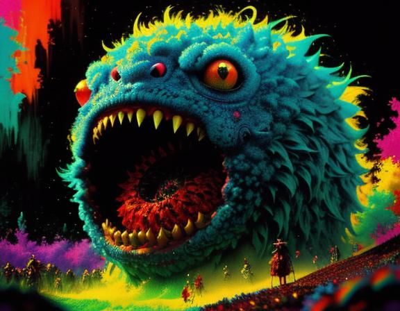 Cute Monster in Impressionist Renaissance Digital Art