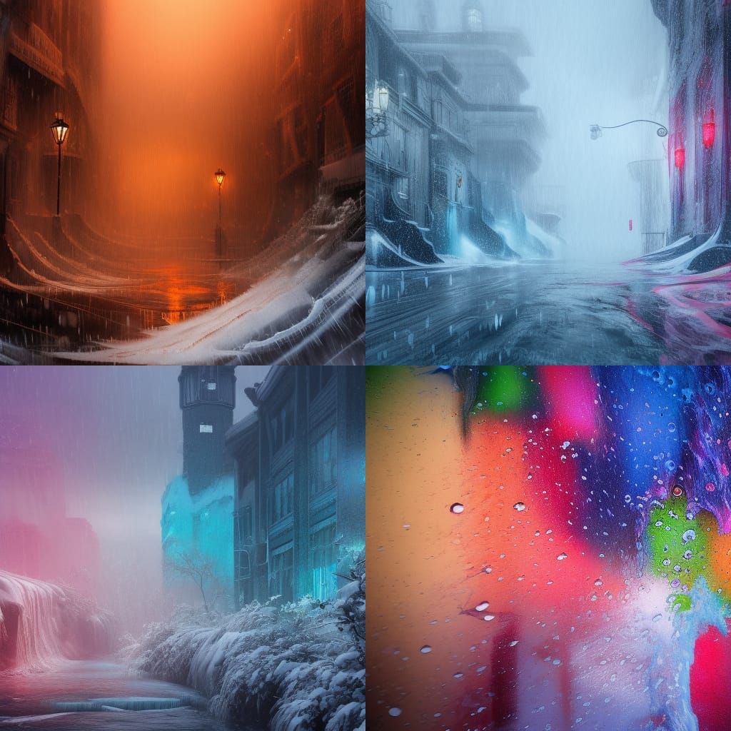 Detailed Fluid Acrylic Art of Winter Weather