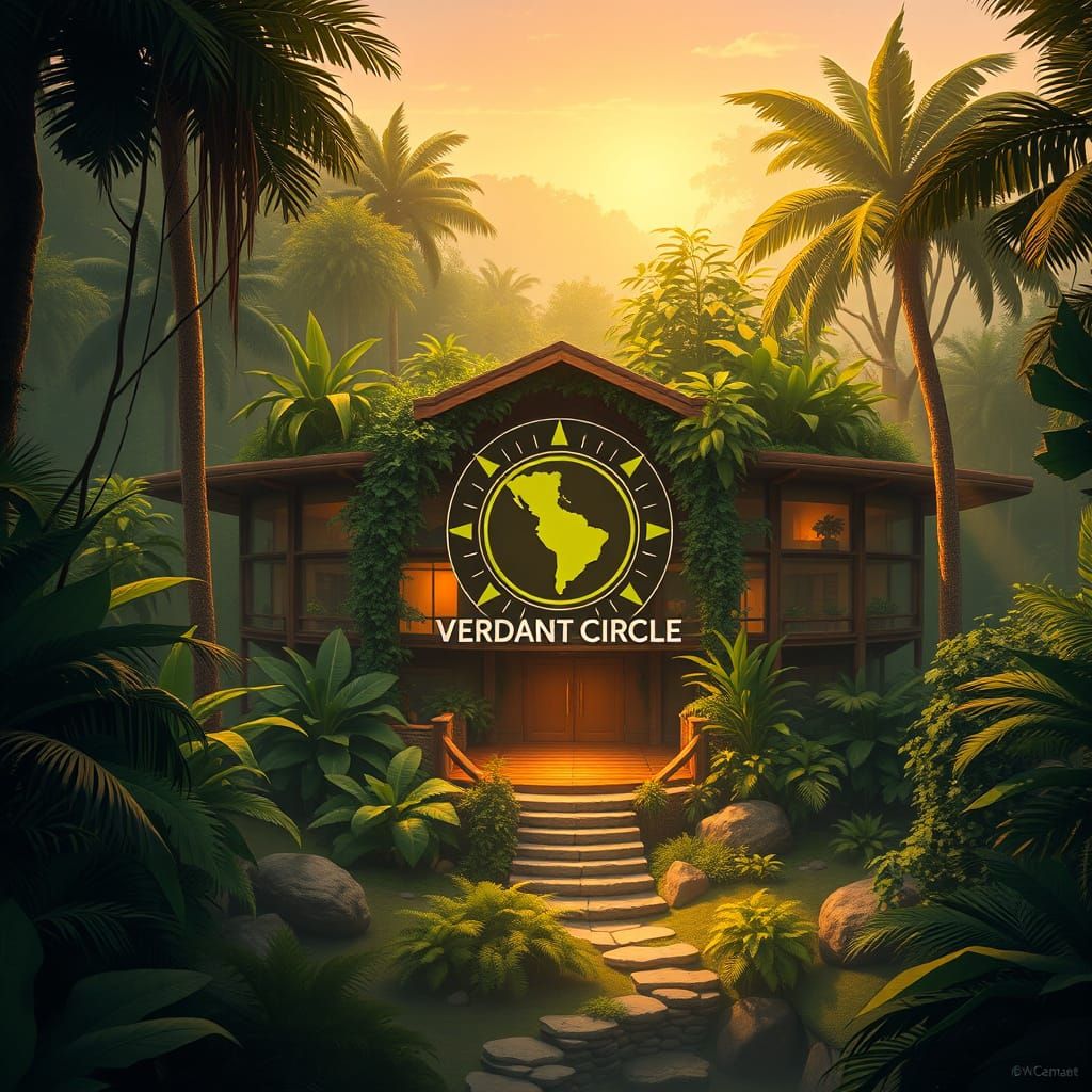 Amazon Eco-Facility Headquarters in Verdant Concept Art Styl...