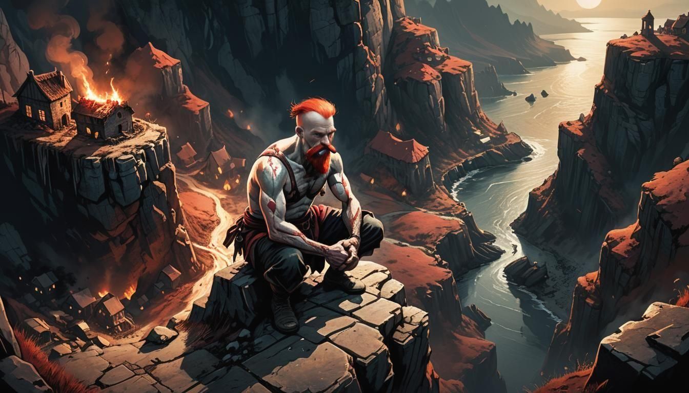 Ancient Man's Cliffside Bowel Movement, Horror Art