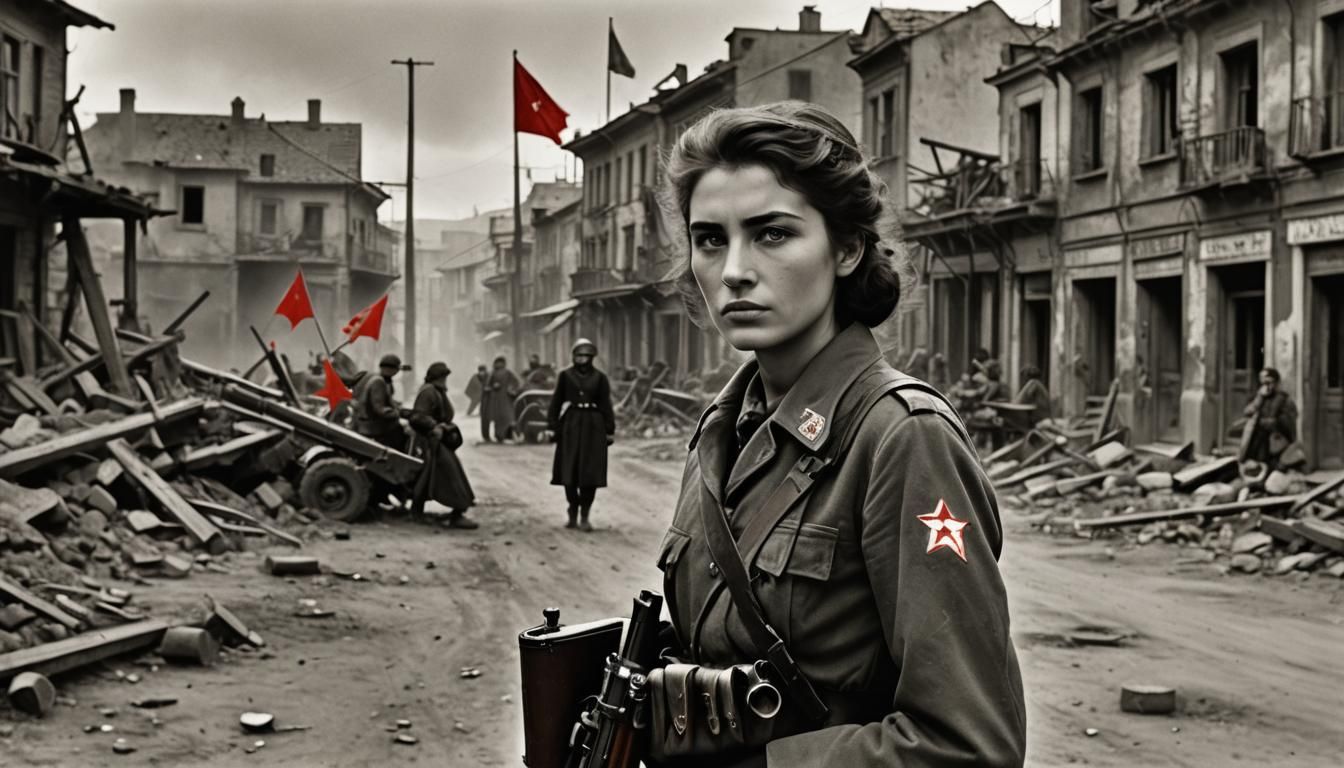 Sad Revolutionary Soldier in Post-Apocalyptic City