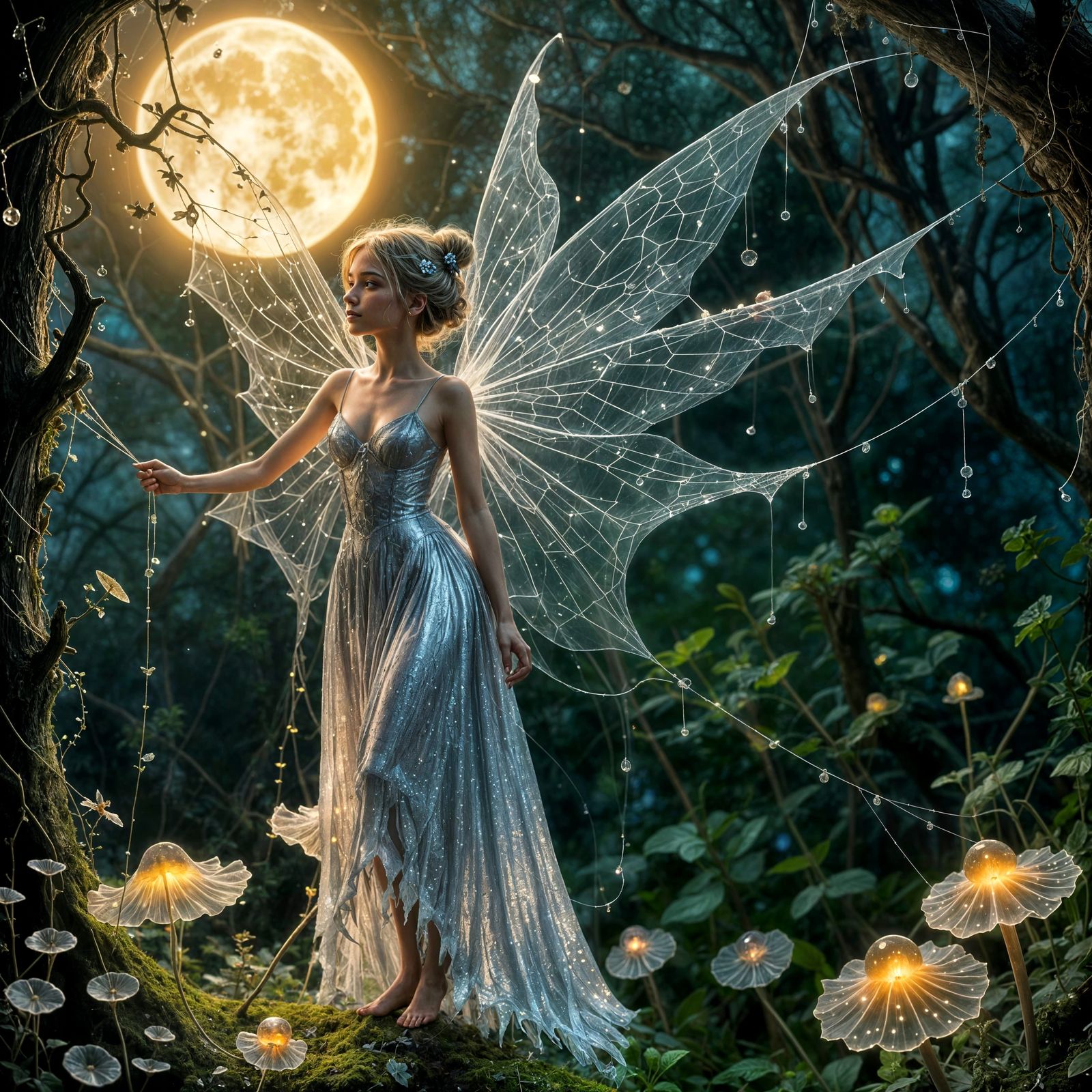 Ethereal Cobweb Fairy in Fantasy Illustration Style