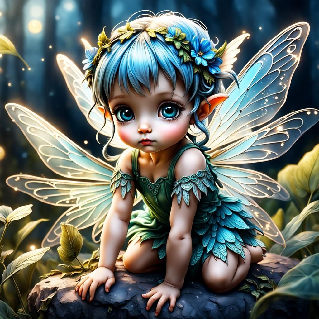 Adorable Baby Fairy with Beautiful Wings in HDR