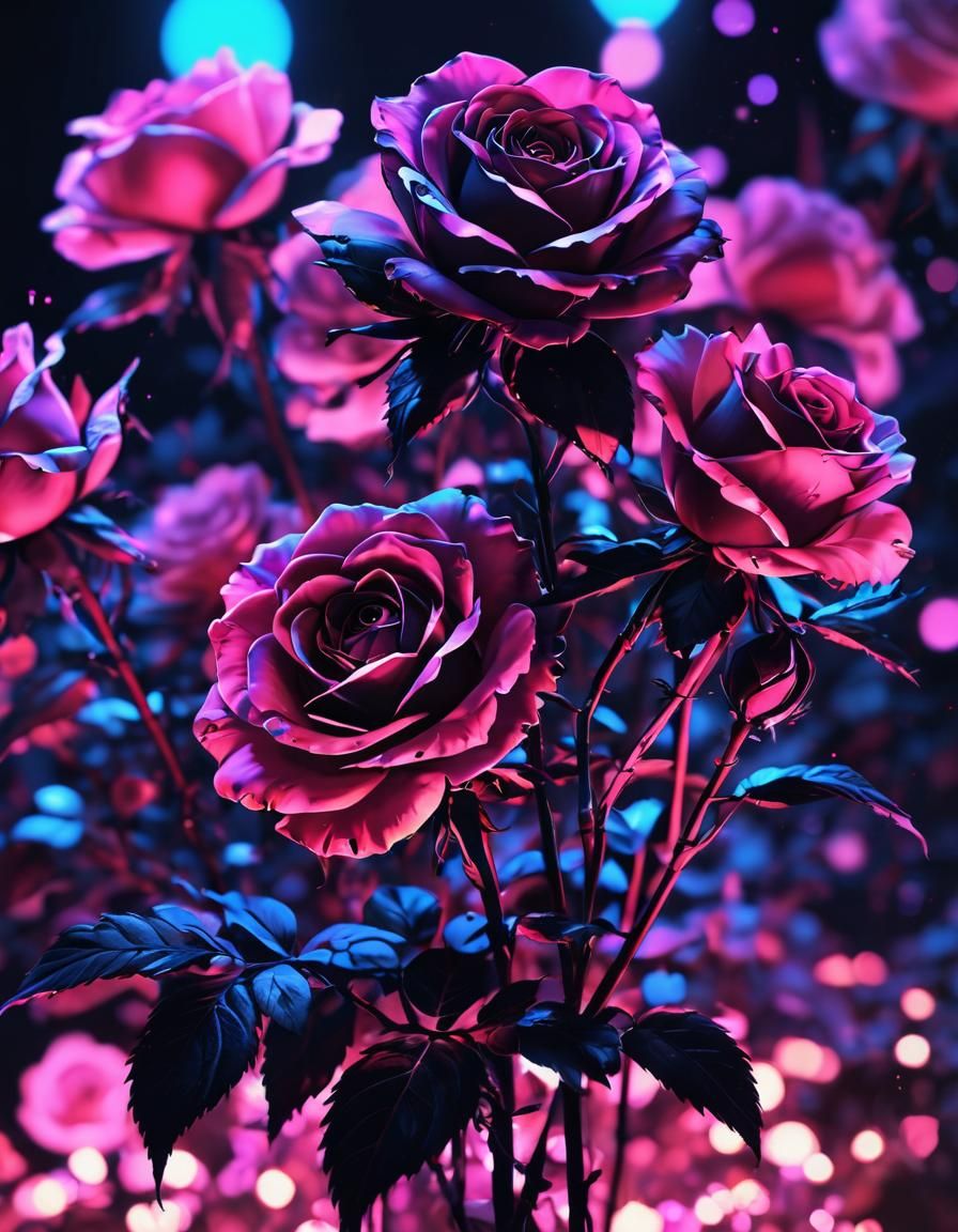 Holographic Watercolor Anime Roses in 3D