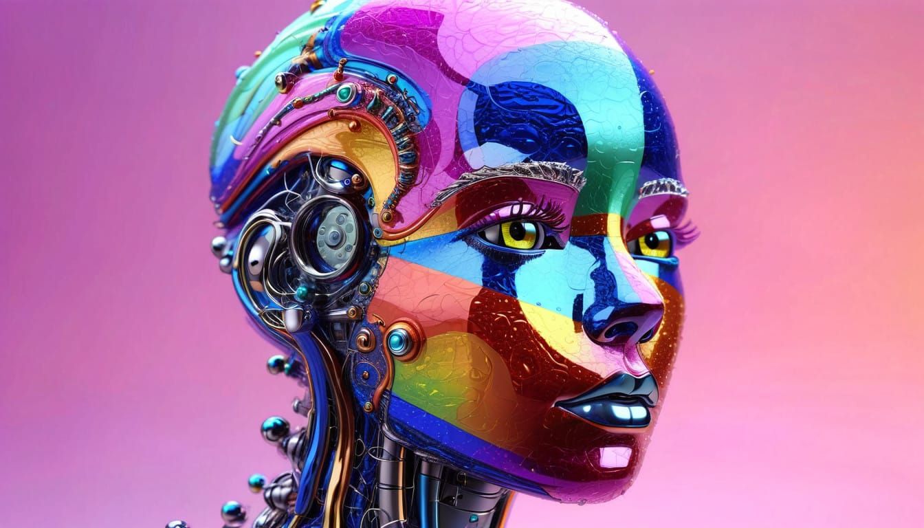 surreal figuratively emergent sparkling neoplasma morphstyle cuteness transparent vivid veins organo surreal robot entit...