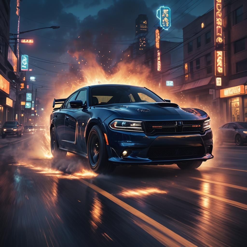 Mystical Dodge Charger Scat Pack in Dark Fantasy Style