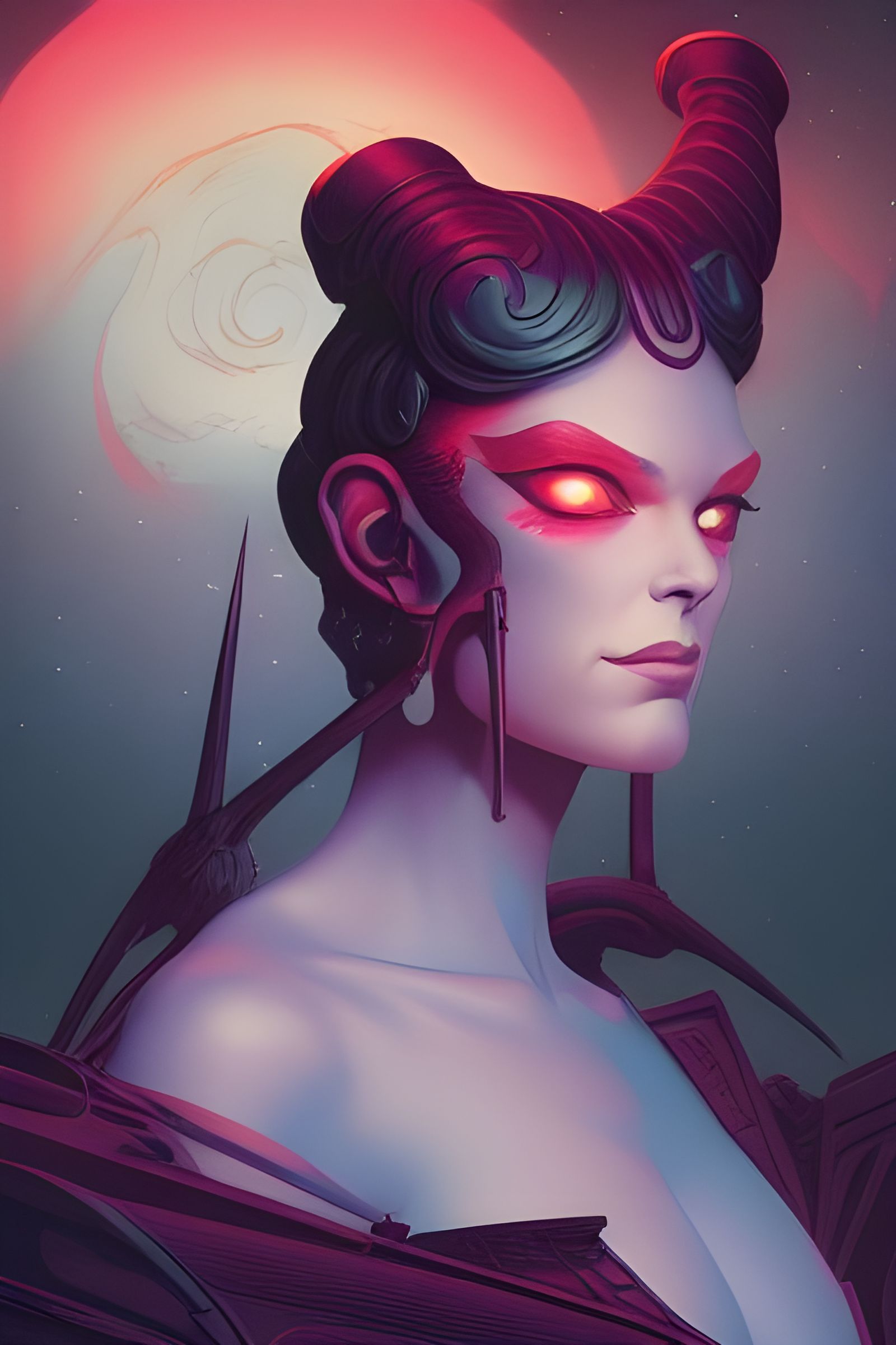 Intergalactic Empress Portrait in Retrofuturist Style