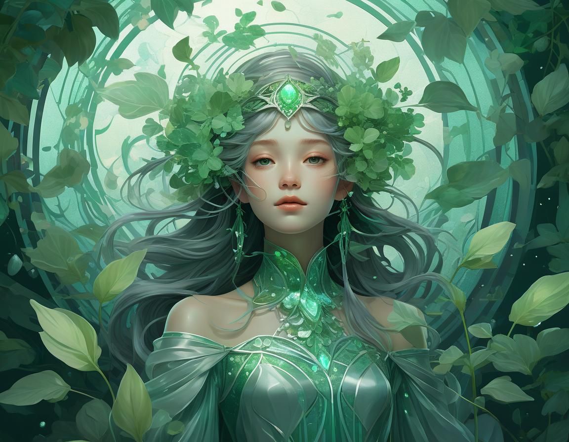 Ethereal Abstract Floral with Luminous Shimmering Elements