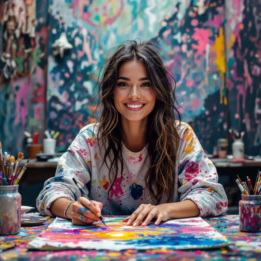 Artist Immersed in Creative Process, Surreal Art