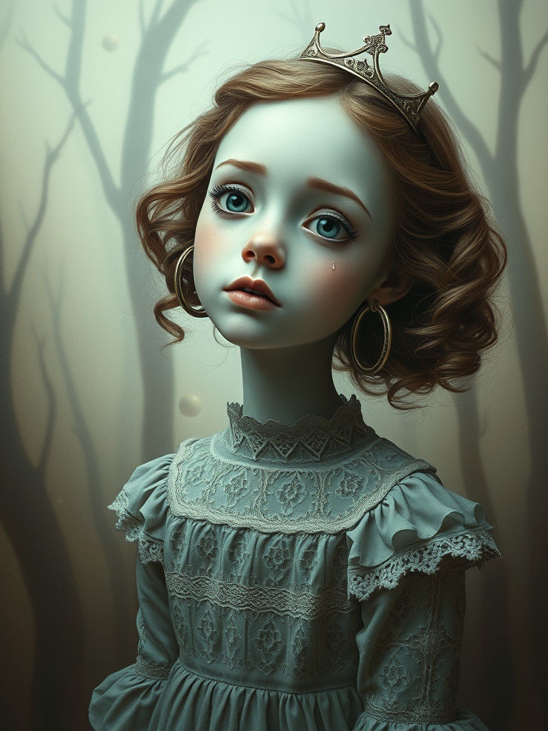 Surreal Pastel Portrait of a Melancholic Woman