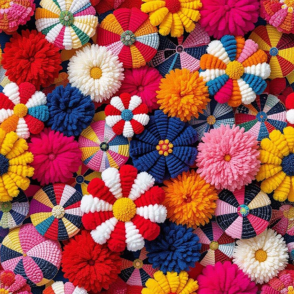 Colorful Pom Poms in Pop Art Style