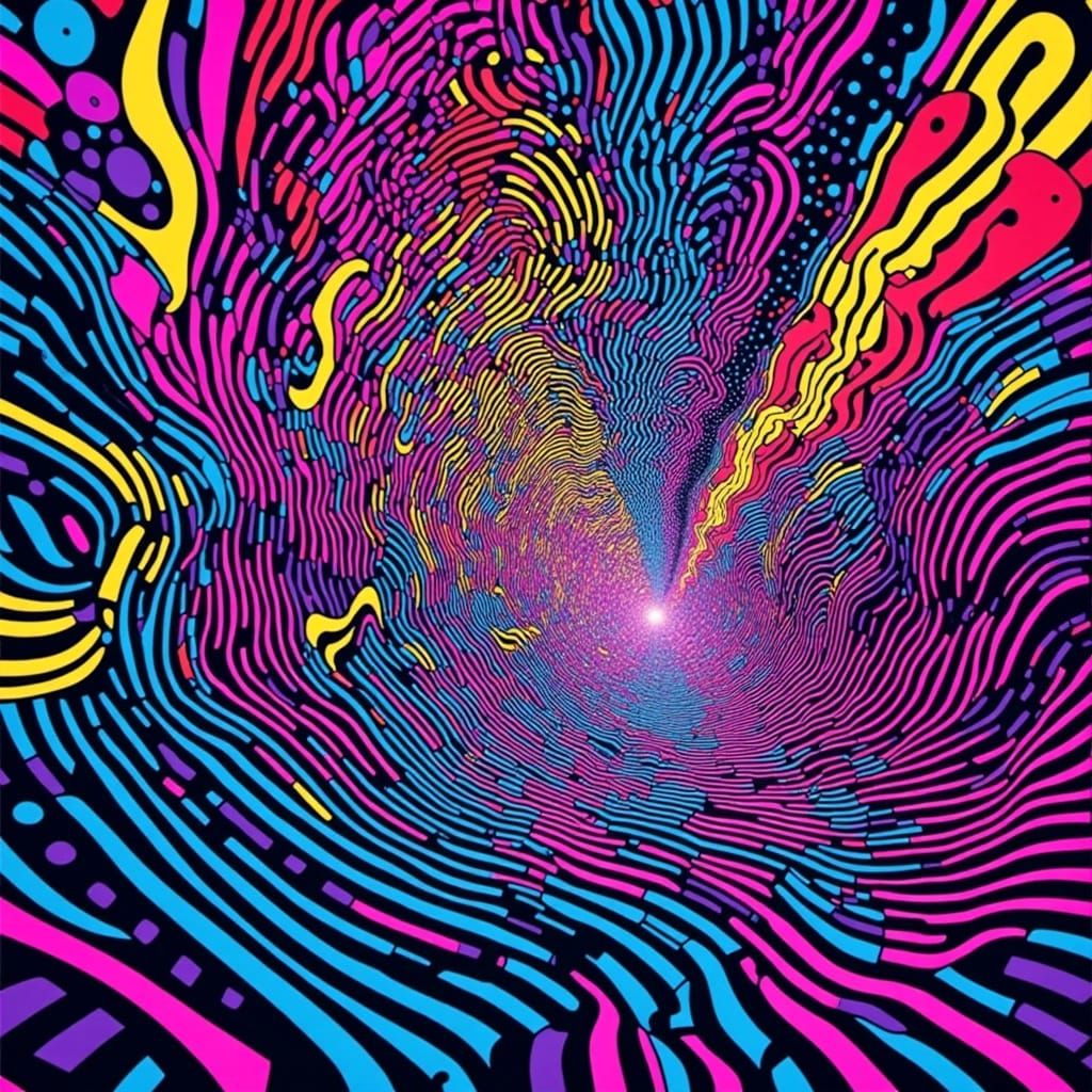 Vibrant Sound Frequencies in Op Art Style