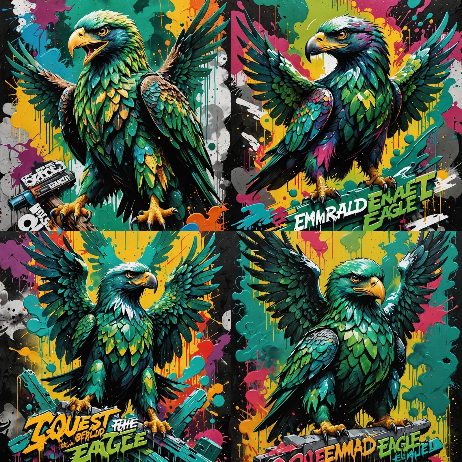 Quest for the Emerald Eagle Movie Poster in Graffiti Style
