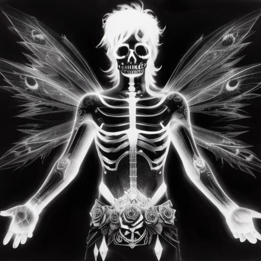 Surreal Crayon Drawing of Goth Woman in Pain