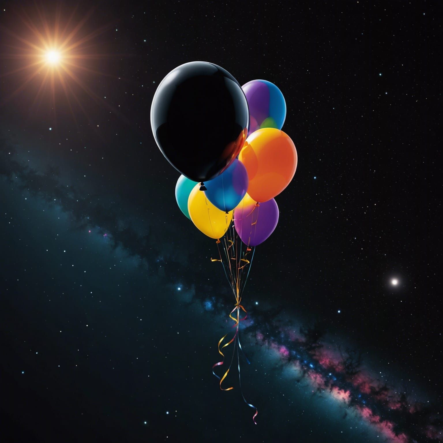 Colorful Balloons Floating in Deep Space