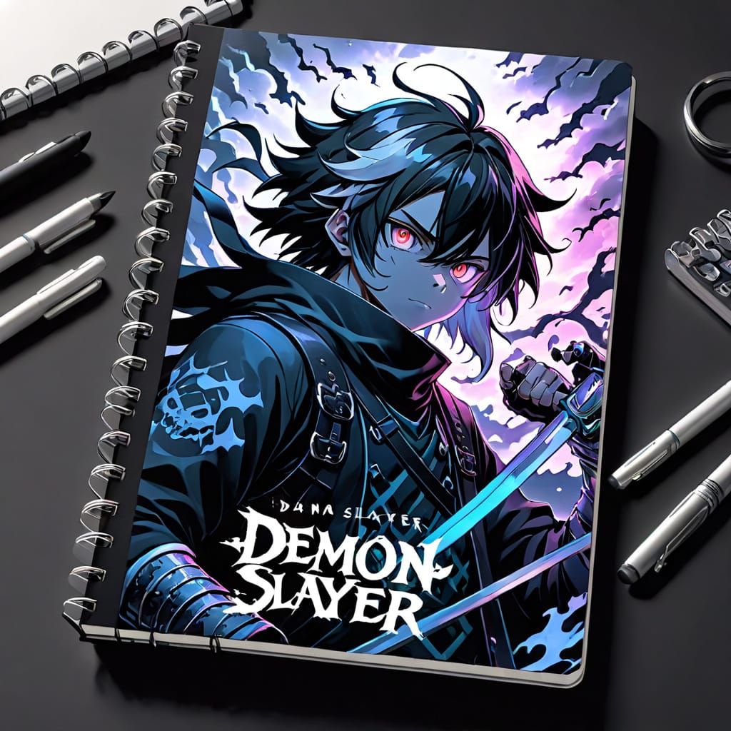 Silver Scripted Notebook in Dark Gradient Background