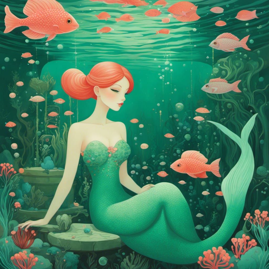 Mermaid Princess in Underwater Palace, McPherson Style
