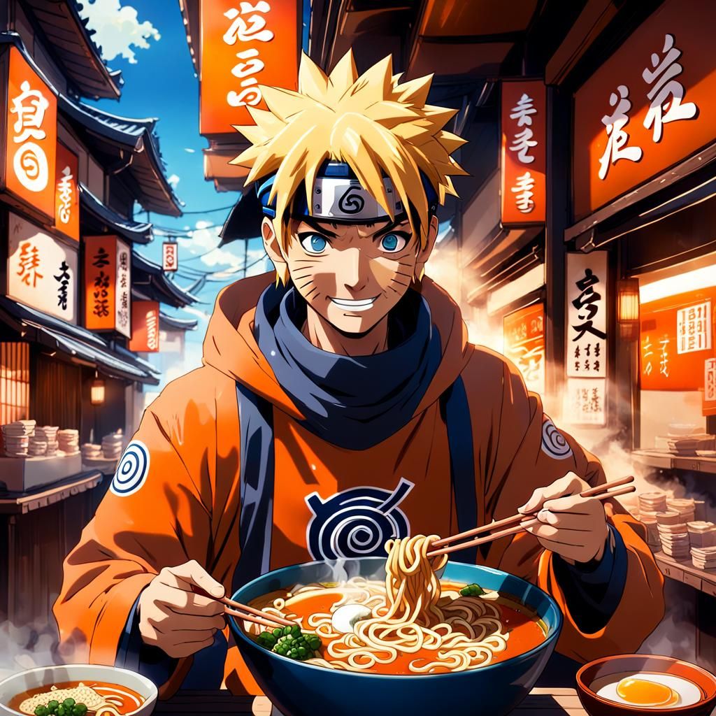 Naruto Eating Ramen at Ichiraku: Anime Concept Art