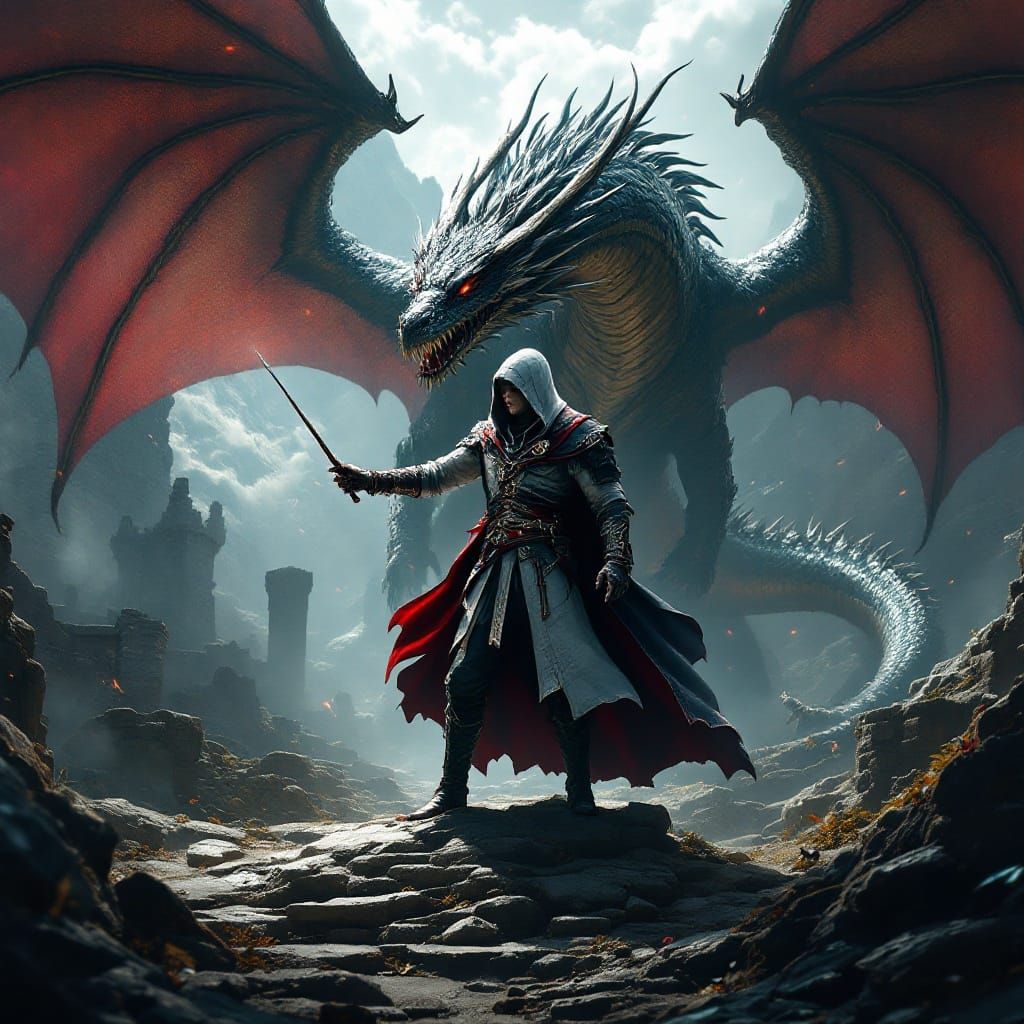 Harry Potter Triumphs over Skyrim's Majestic Dragon in Anime...