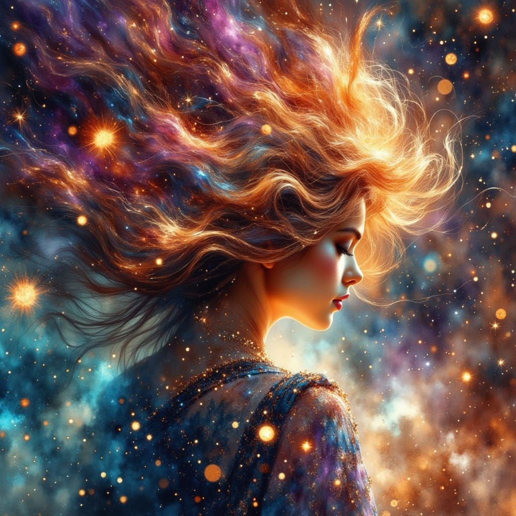 Cosmic Star Hair in Boris Vallejo Style