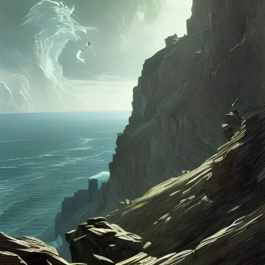 Majestic Cliff Face in Expressionist Style