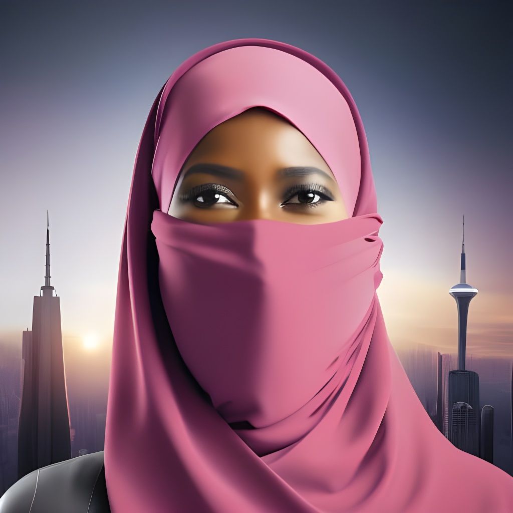 Hyperrealistic Portrait: Black African Woman in Sport Niqab