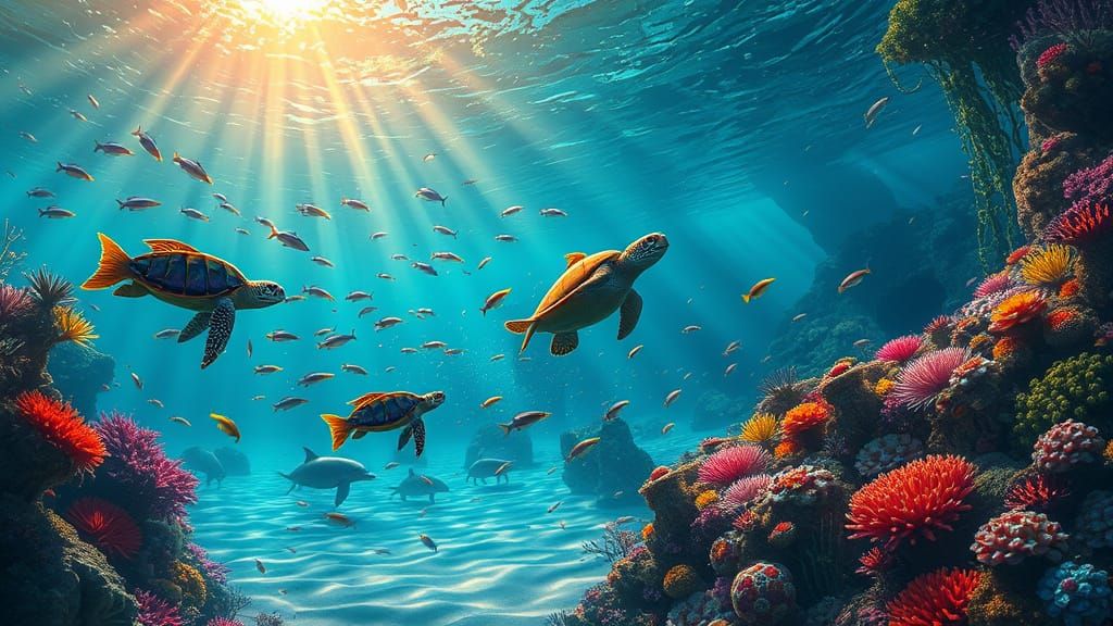 Vibrant Underwater Realm in Kaleidoscopic Colors