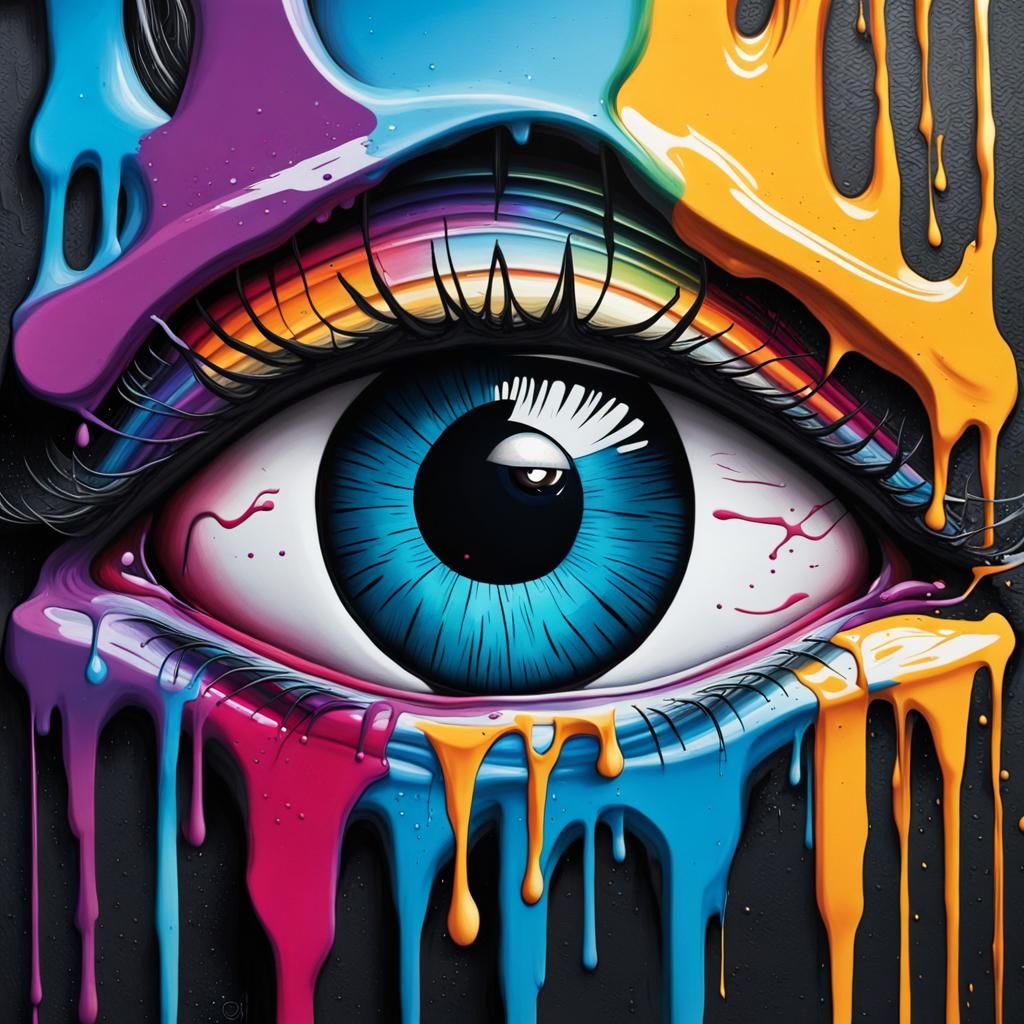 Colorful Crying Eye Graffiti Art