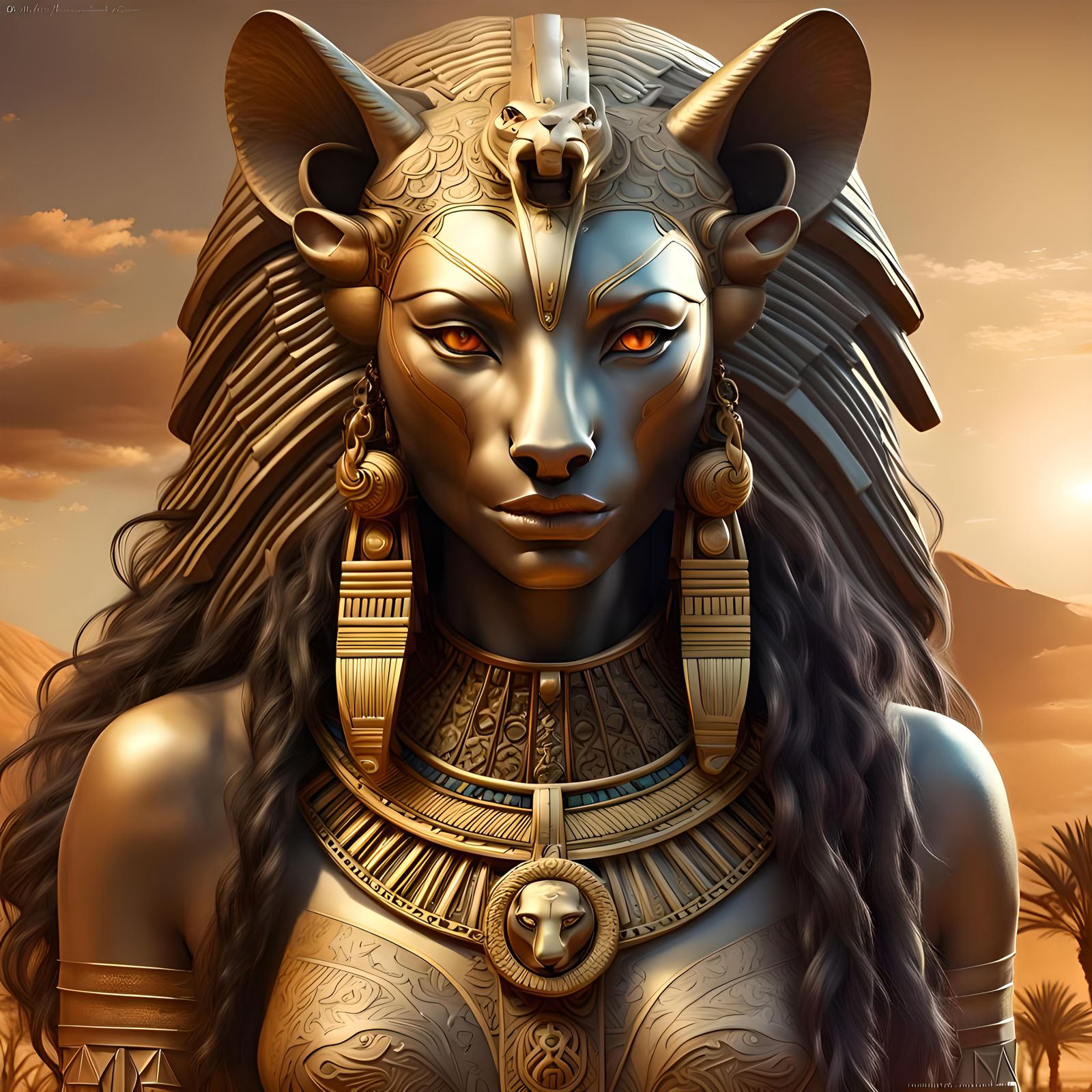 Egyptian Lioness Goddess Sekhmet Portrait