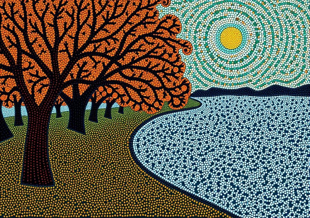 Aboriginal Dot Painting of La Grande Jatte