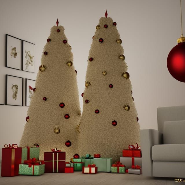 Mid-Century Modern Christmas Tree, Detailed Rendering