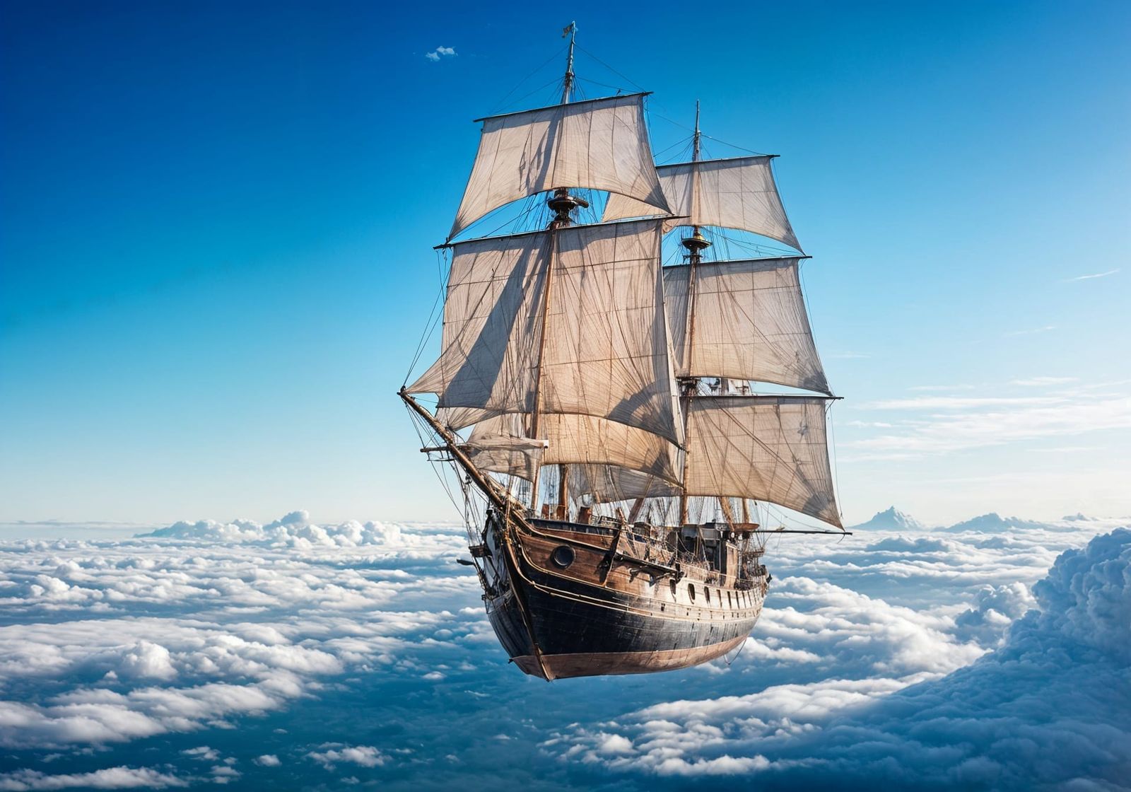 Sailing Galleon Soars Through the Clouds
