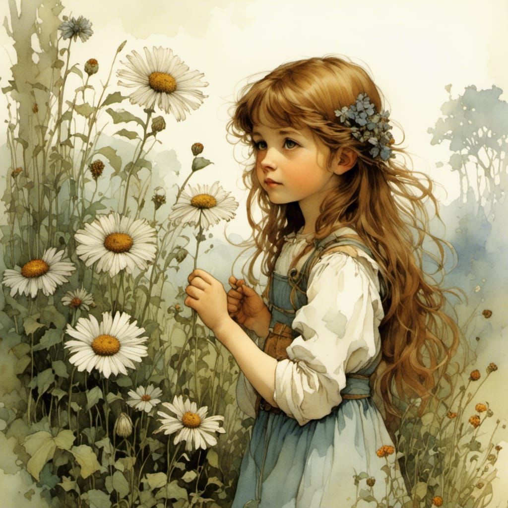Girl with Wildflowers: A Vintage-Inspired Portrait
