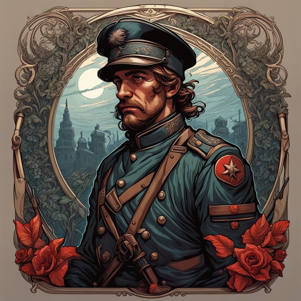 Civil War Soldier in Art Nouveau Style