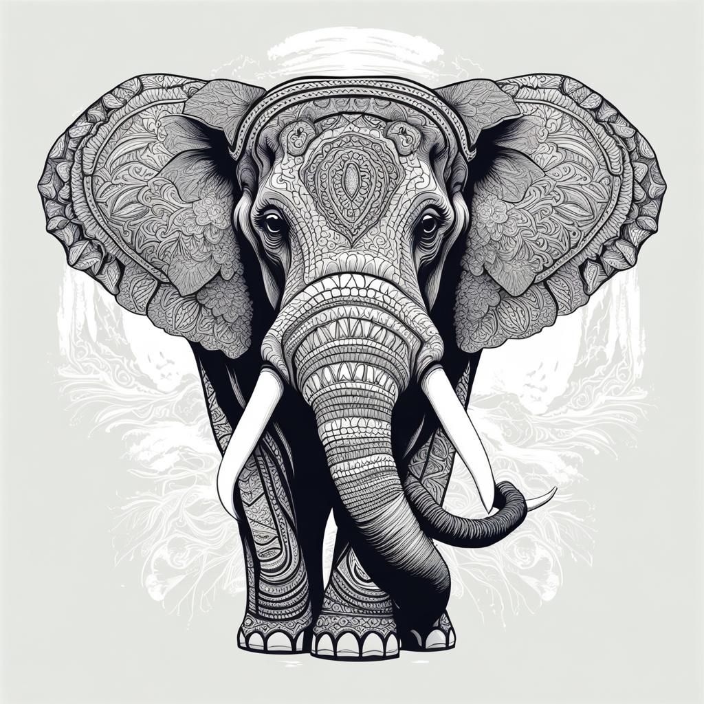 Elephant T-Shirt Vector Design on White