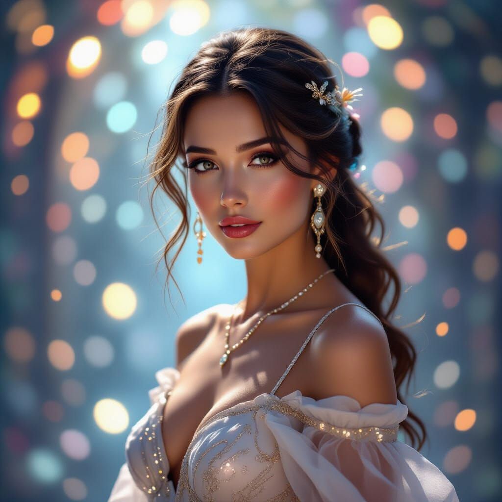 Mystical Woman in Dreamscape Environment, Digital Art