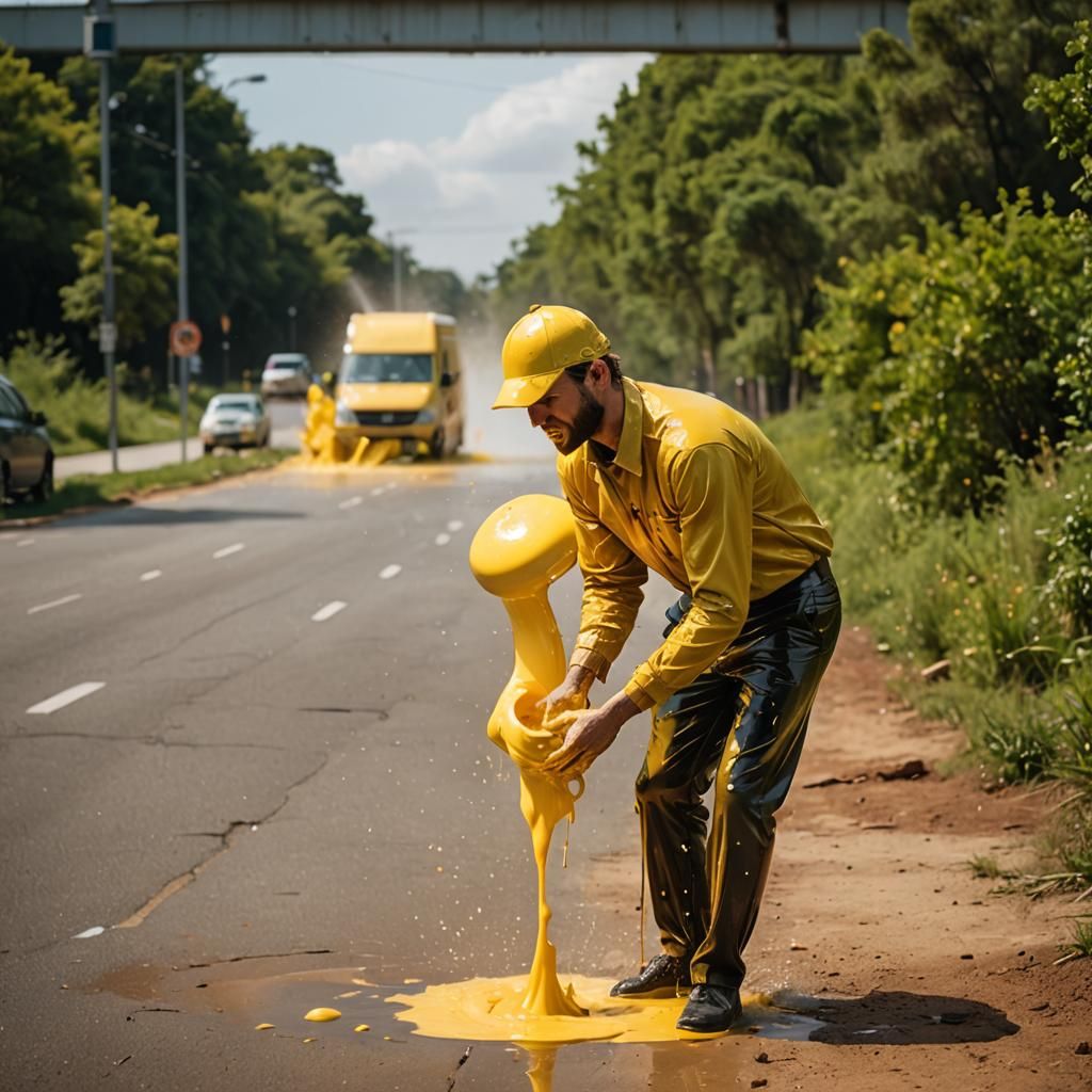 Giant Toilet Splashing Yellow Liquid