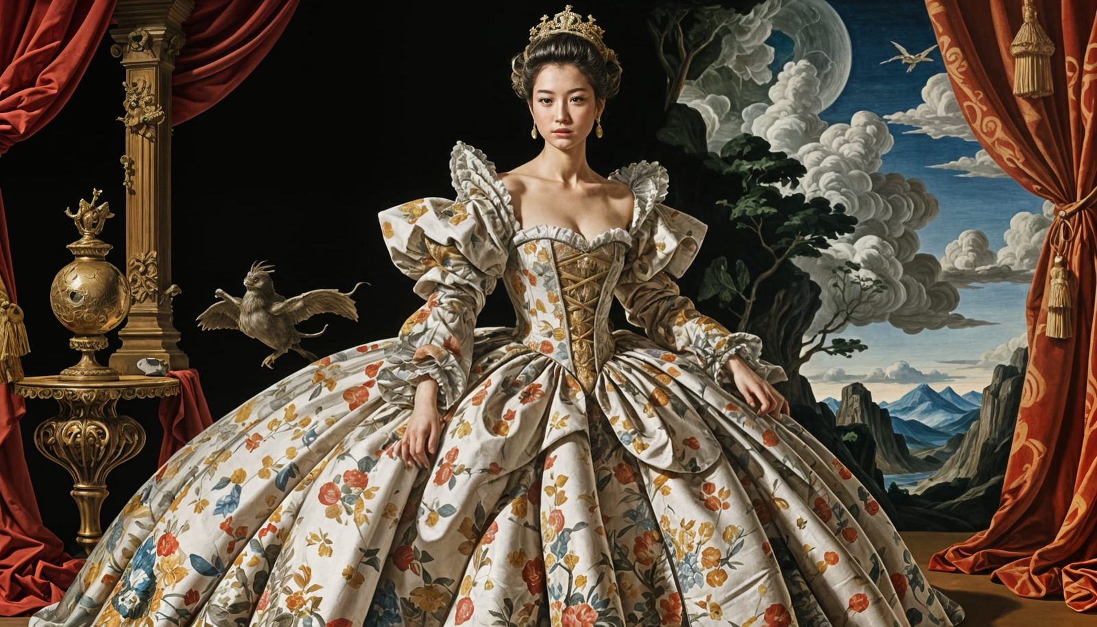 Japanese Woman in Surrealist Storybook Gown