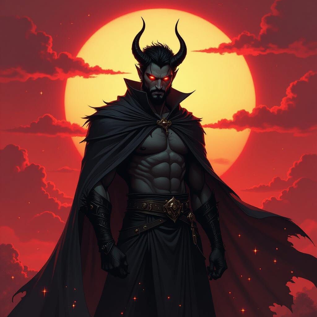 Mystical Hybrid Silhouette at Sunset: Gothic Fantasy