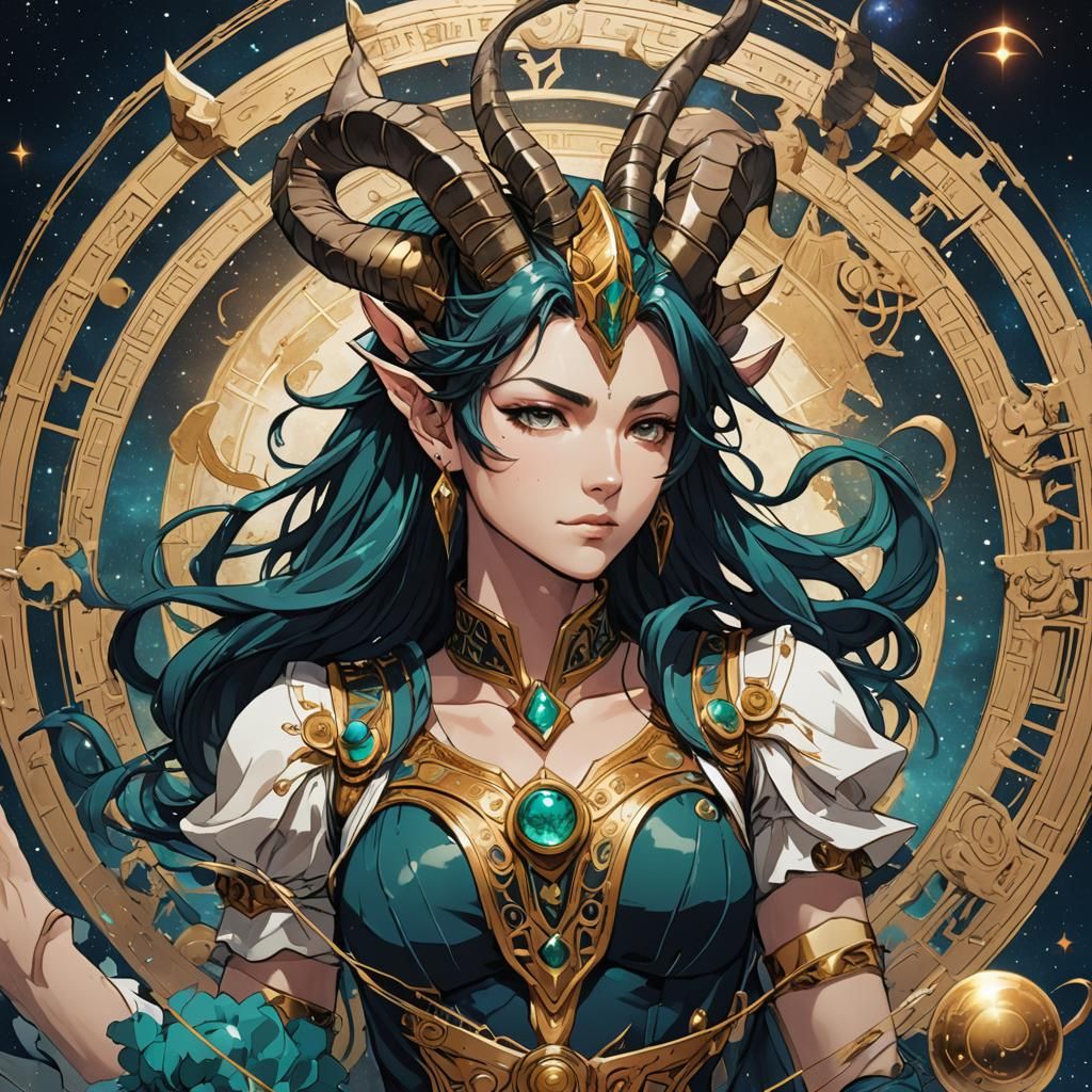 Capricorn Earth Zodiac in Anime Style