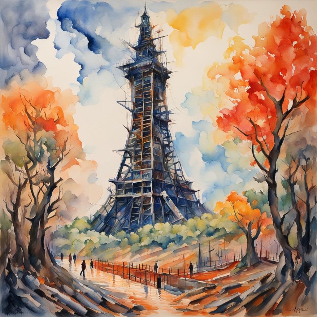 Impressionist Gouache Painting of Infinite Abyss