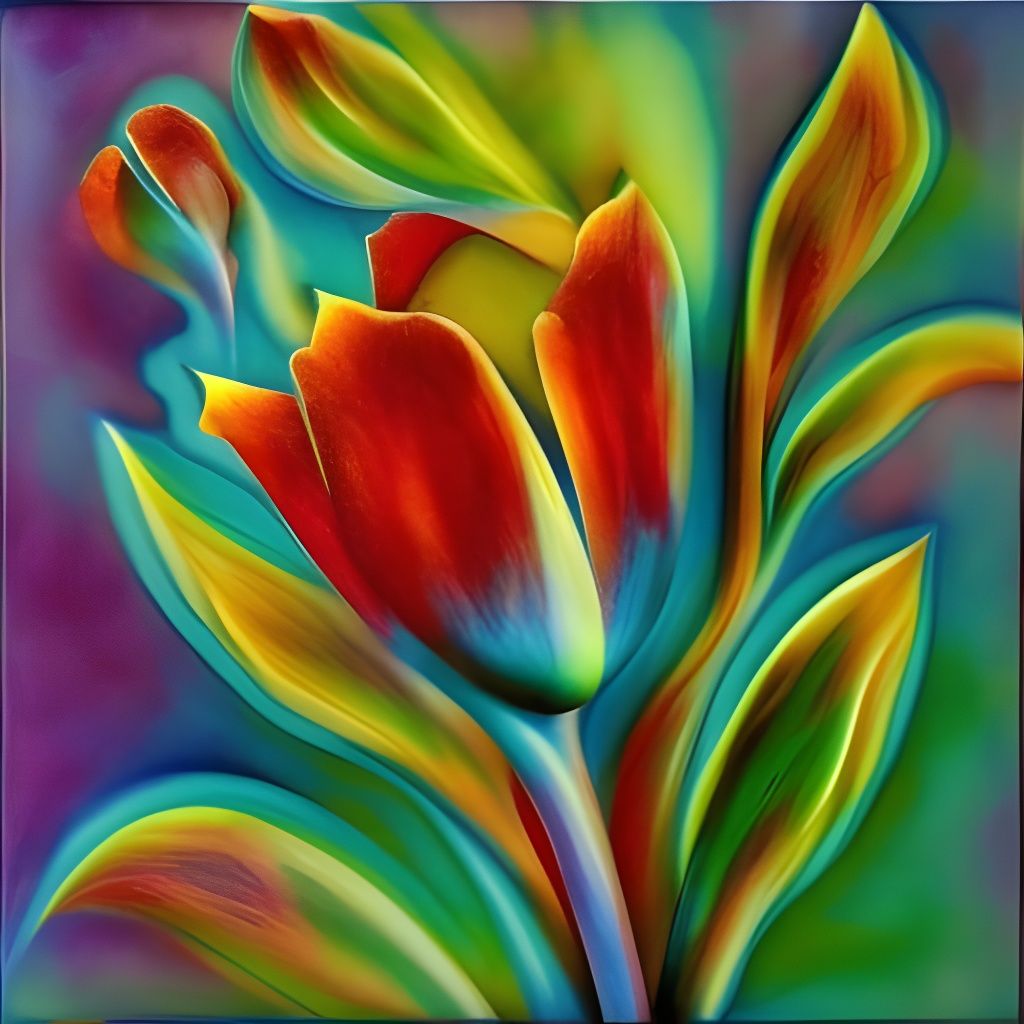 Resin Tulip Wall Art with 3D Embossed Shadows
