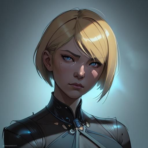 Elegant Asian Woman Portrait in Art Nouveau Style