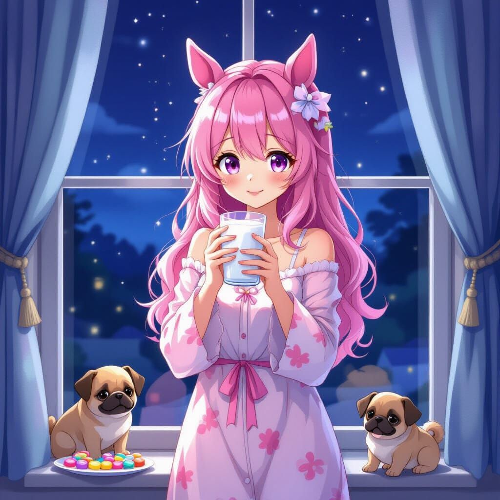 Anime Girl with Horse Ears in Studio Trigger Style