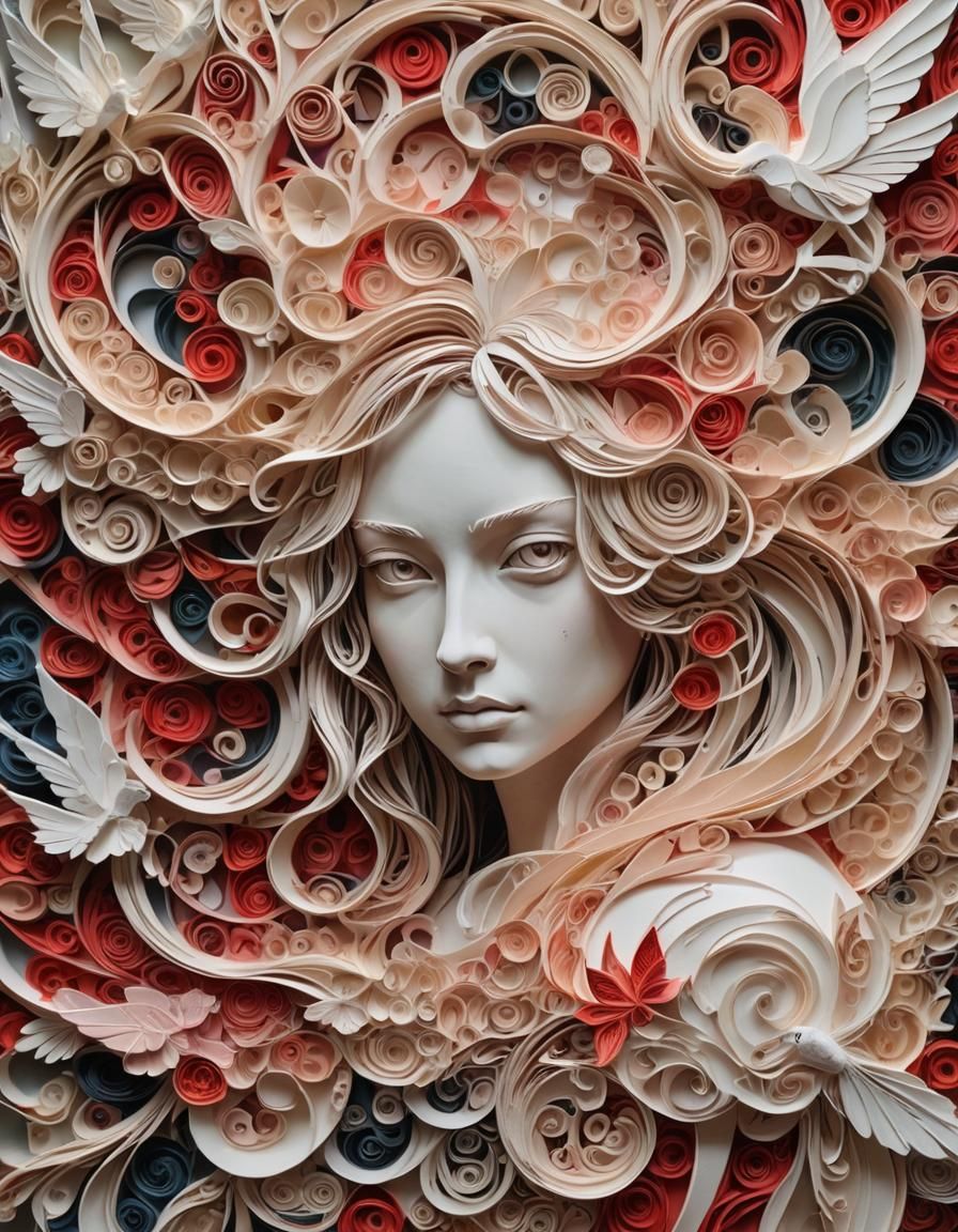 Grimdark Origami Blood Scene in Pastel Watercolors